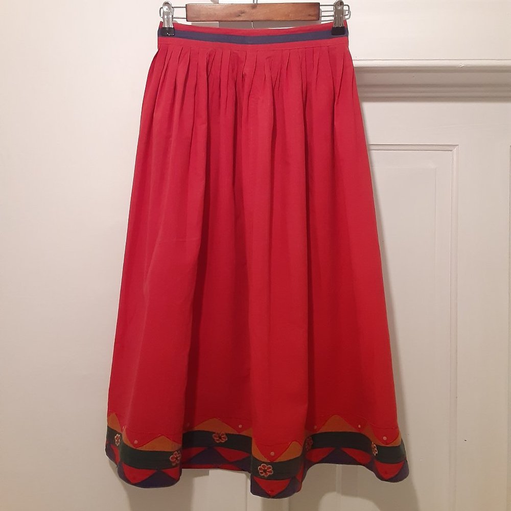 Papillon 100% Cotton Skirt, Red